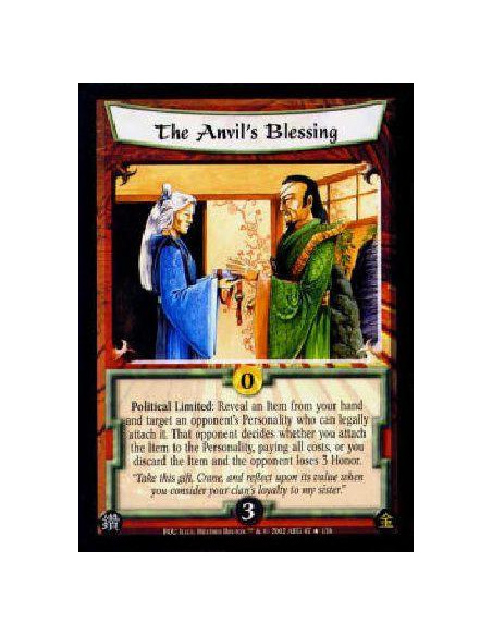 The Anvil's Blessing FOIL  - Political Limited: Reveal an Item from your hand and target an opponent's Personality who can legal