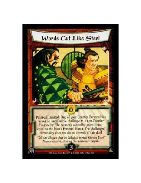 Words Cut Like Steel FOIL  - Political Limited: One of your Courtier Personalities issues an unrefusable challenge to a non-Cour