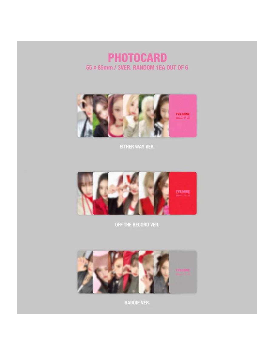 IVE- I've Mine (1st EP Album)  - IVE- I've Mine (1st EP Album)Either Way (fondo rosa, letras rojas); Off the Record (fondo rojo,