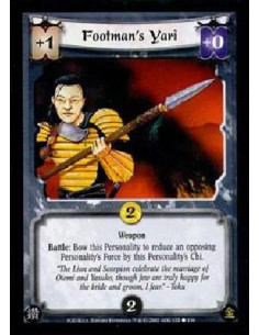 Footman's Yari  - WeaponBattle: Bow this Personality to reduce an opposing Personality's Force by this Personality's Chi. 