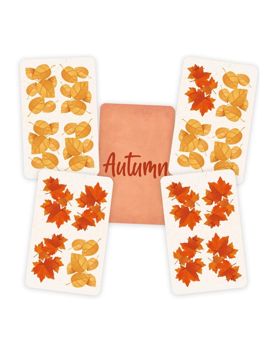 Autumn  - Toma una carta, juégala sobre otra que esté sobre la mesa, cubre uno o dos espacios de hojas y trata de conseguir el á