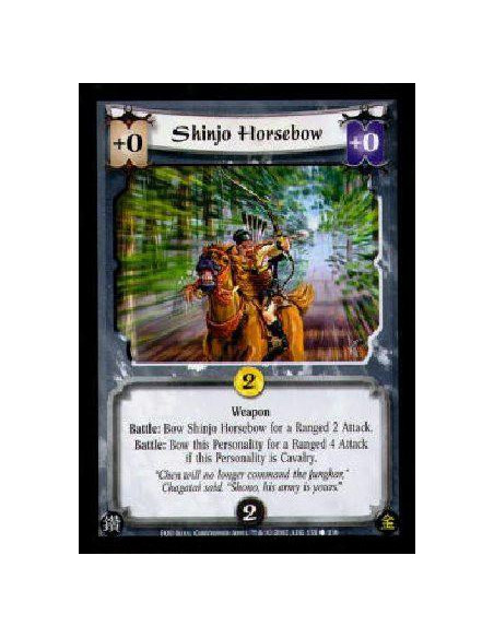 Shinjo Horsebow  - WeaponBattle: Bow Shinjo Horsebow for a Ranged 2 Attack.Battle: Bow this Personality for a Ranged 4 Attack if