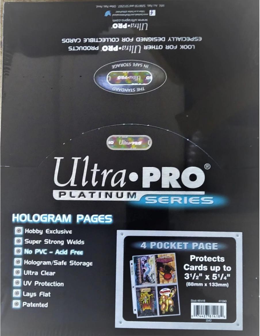Hojas de Archivador 4 Bolsillos (88mm x 133mm) Ultra-Pro Platinum  - Página Ultra Pro Platinum de 4 bolsillos con bolsillos de 3
