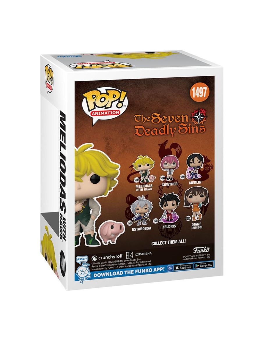 Funko Pop Meliodas con Hawk. the Seven Deadly Sins  - Figura de vinilo de aproximadamente 9 centímetros del personaje de Melioda