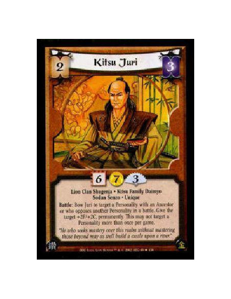 Kitsu Juri FOIL  - Lion Clan Shugenja . Kitsu Family Daimyo Sodan Senzo . Unique Battle: Bow Juri to target a Personality with a