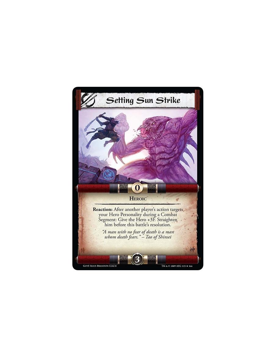 Setting Sun Strike (Spanish)  - Heroic. Reaction: After another player’s action targets your Hero Personality during a Combat Se