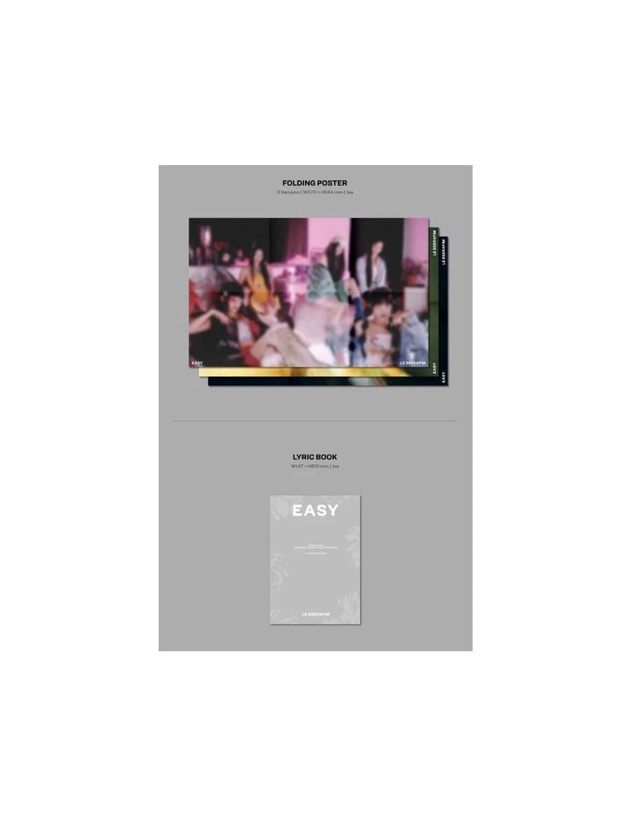 LE SSERAFIM - Easy (3er Mini Album)  - LE SSERAFIM - Easy (3er Mini Album)
3 Versiones: Vol.1 (rosa) / vol.2 (azul) / vol.3 (gri
