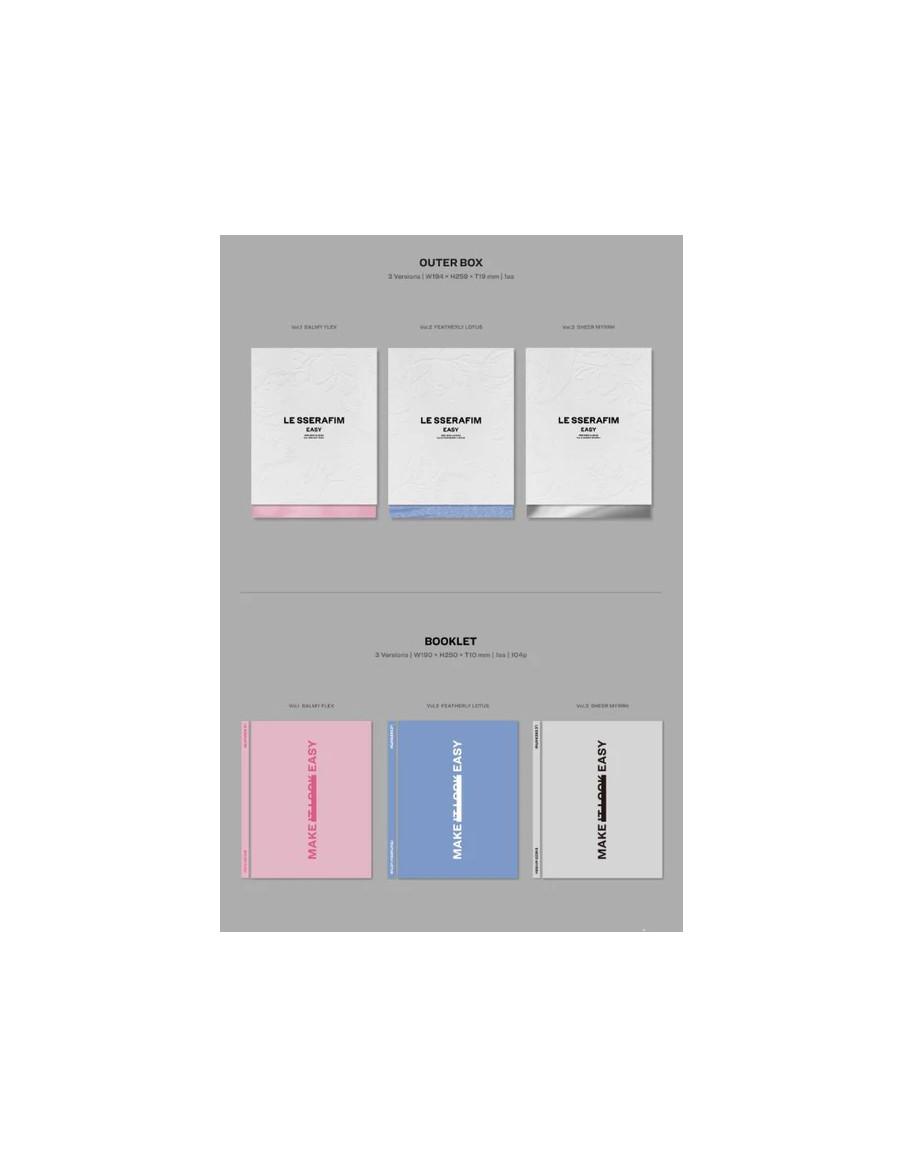 LE SSERAFIM - Easy (3er Mini Album)  - LE SSERAFIM - Easy (3er Mini Album)
3 Versiones: Vol.1 (rosa) / vol.2 (azul) / vol.3 (gri