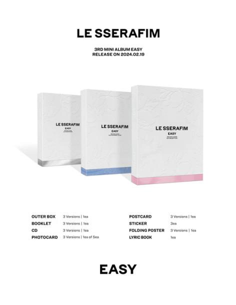 LE SSERAFIM - Easy (3er Mini Album)  - LE SSERAFIM - Easy (3er Mini Album)
3 Versiones: Vol.1 (rosa) / vol.2 (azul) / vol.3 (gri 2