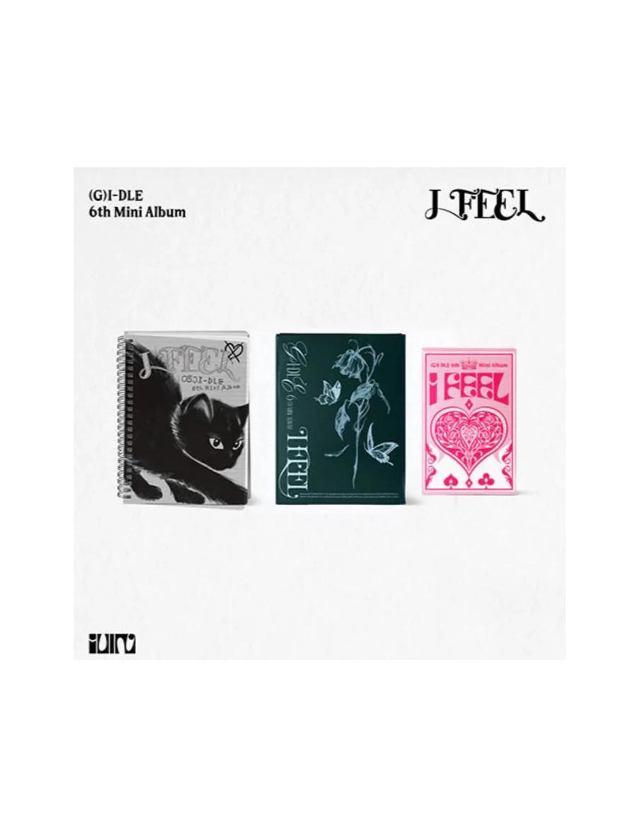 (G)I-DLE - I Feel (6th Mini Album)  - (G)I-DLE - I Feel (6th Mini Album)
3 versiones: Queen (naipe) / Butterfly (flor y mariposa