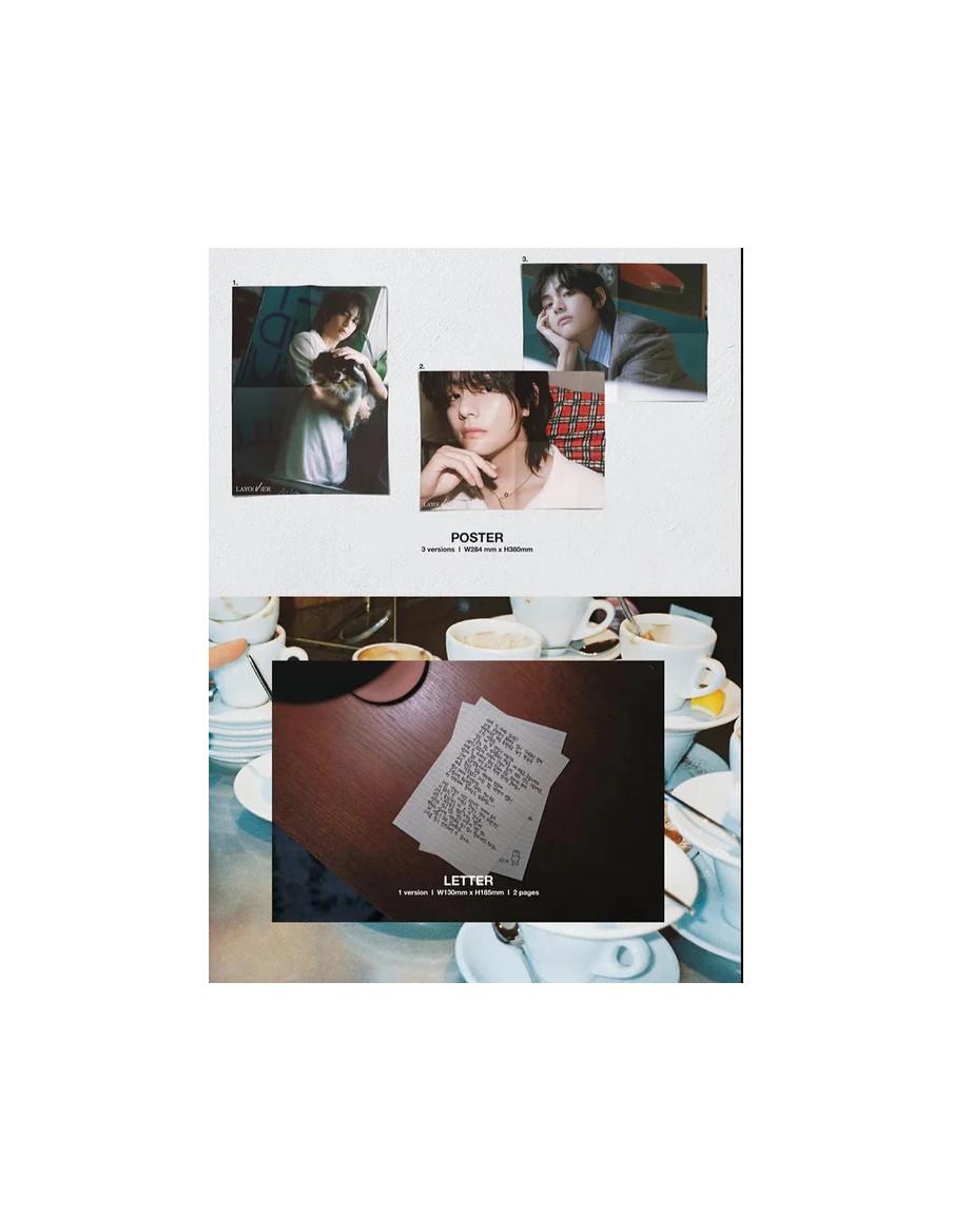 BTS - V - Layover (1st Solo Album)  - Libro fotográfico A (124 páginas)Fotolibro B de 20 páginasLibro de letras (12 páginas)2 Po