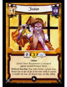 Jester  - UniqueJester's Honor Requirement is compared against printed Personal Honor.Political Reaction: Bow Jester before a pl
