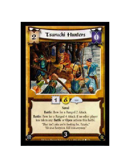Tsuruchi Hunters  - NavalBattle: Bow for a Ranged 2 Attack.Battle: Bow for a Ranged 4 Attack if no other player has taken any Ba