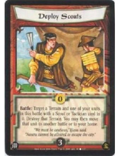 Deploy Scouts  - Battle: Target a Terrain and one of your units in this battle with a Scout or Tactician card in it. Destroy tha