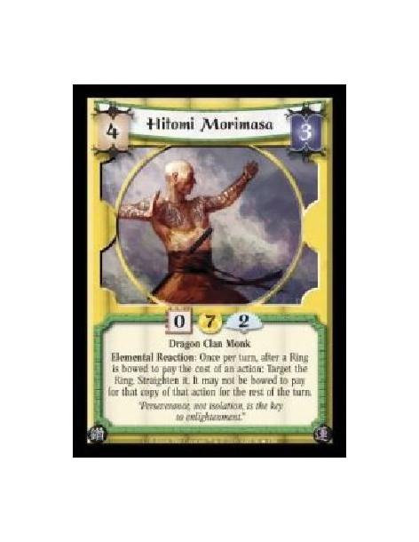 Hitomi Morimasa FOIL (Spanish)  - Dragon Clan Monk. Elemental Reaction: Once per turn, after a Ring is bowed to pay the cost of 