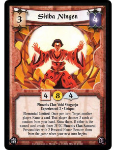 Shiba Ningen Exp2 FOIL  - Phoenix Clan Void Shugenja · Experienced 2 · Unique. Elemental Limited: Once per turn: Target another 