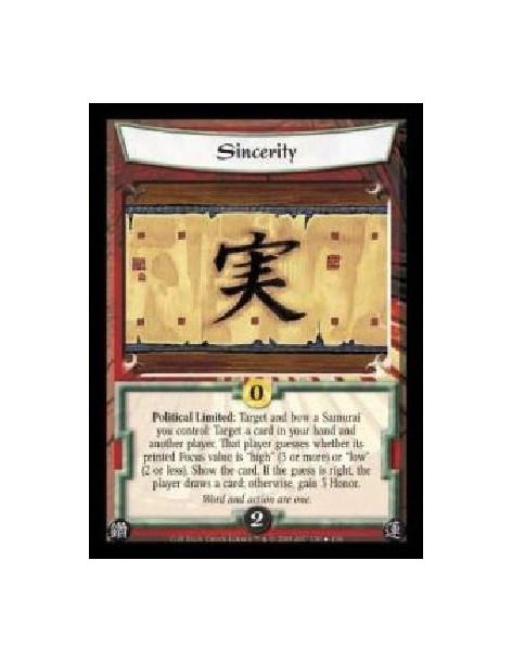 Sincerity FOIL (Spanish)  - Political Limited: Target and bow a Samurai you control: Target a card in your hand and another play