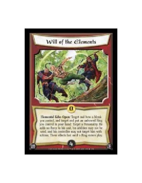 Will of the Elements (Spanish)  - Elemental Kiho Open: Target and bow a Monk you control, and target and put an unbowed Ring you