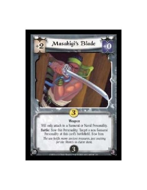 Masahigi's Blade (Español)  - Weapon. Will only attach to a Samurai or Naval Personality. Battle: Bow this Personality: Target a