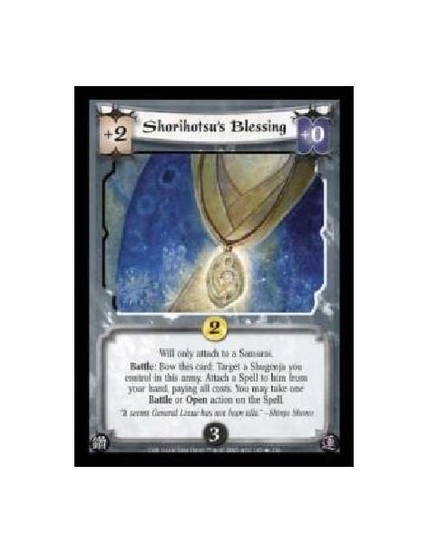 Shorihotsu's Blessing (Spanish)  - Will only attach to a Samurai. Battle: Bow this card: Target a Shugenja you control in this a