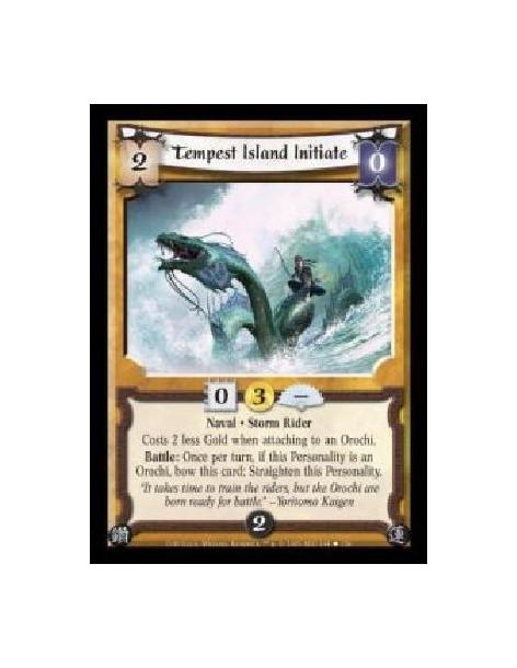 Tempest Island Initiate (Spanish)  - Naval · Storm Rider. Costs 2 less Gold when attaching to an Orochi. Battle: Once per turn, 
