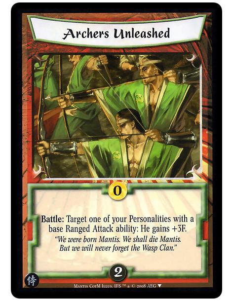 Archers Unleashed  - Battle: Target one of your Personalities with a base Ranged Attack ability: He gains +3F.