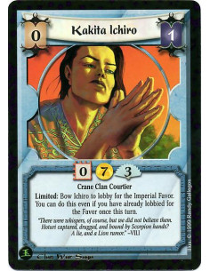 Kakita Ichiro  - Crane Clan Courtier Limited: Bow to lobby for the Imperial Favor. This may be done even if you have already lob