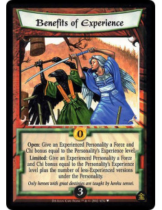Benefits of Experience  - Open: Give an Experienced Personality a Force and Chi bonus equal to the Personality's Experience leve