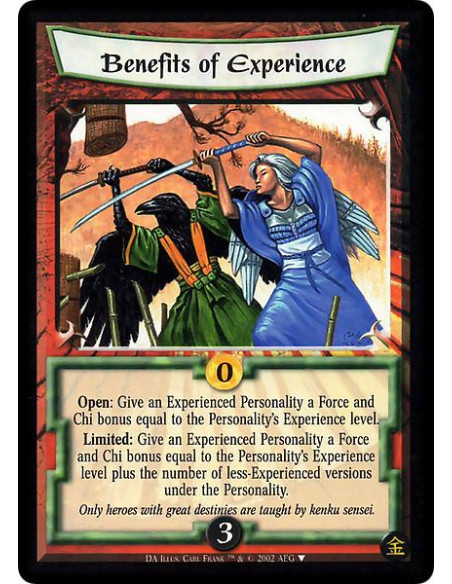 Benefits of Experience  - Open: Give an Experienced Personality a Force and Chi bonus equal to the Personality's Experience leve