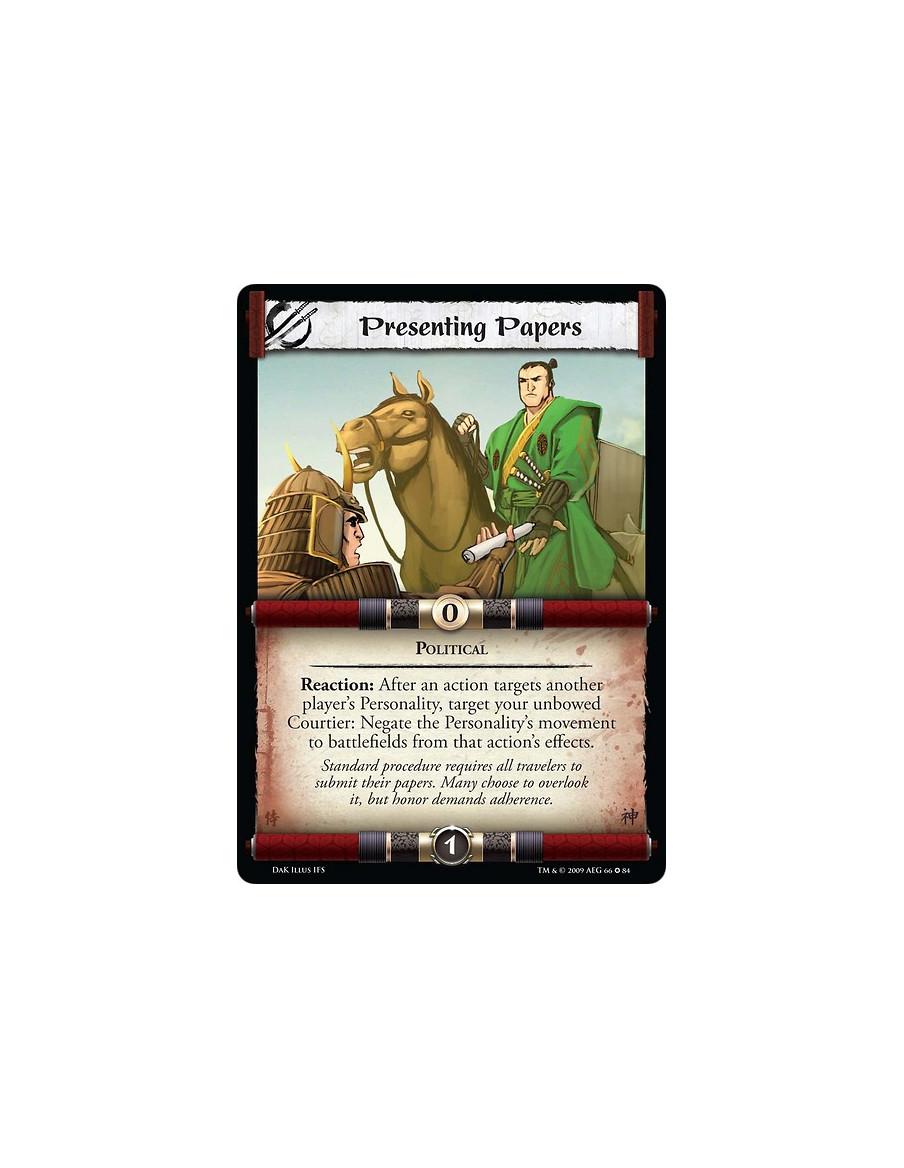 Presenting Papers  - Political Reaction: After an action target's another player's Personality, target your unbowed Courtier: Ne