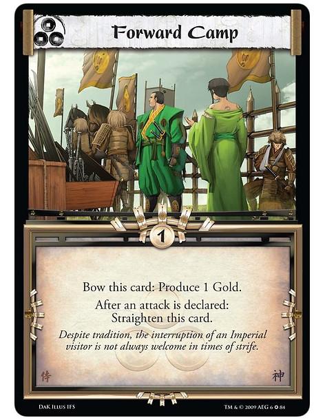 Forward Camp  - Bow this card: Produce 1 Gold. After an attack is declared: Straighten this card.