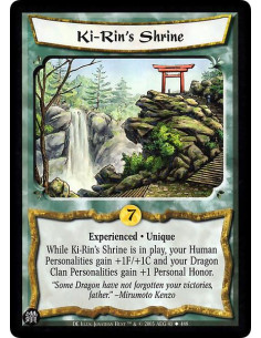 Ki-Rin's Shrine Exp  - Experienced . Unique While Ki-Rin's Shrine is in play, your Human Personalities gain +1F/+1C and your Dra