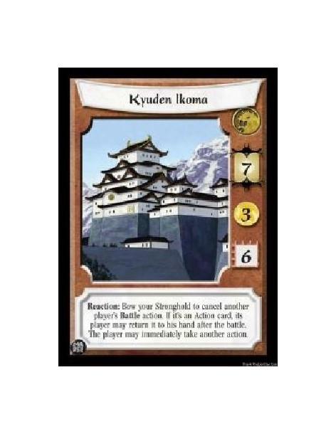 Kyuden Ikoma (Spanish)  - Reaction: Bow your Stronghold to cancel another player's Battle action. If it's an Action card, its pl
