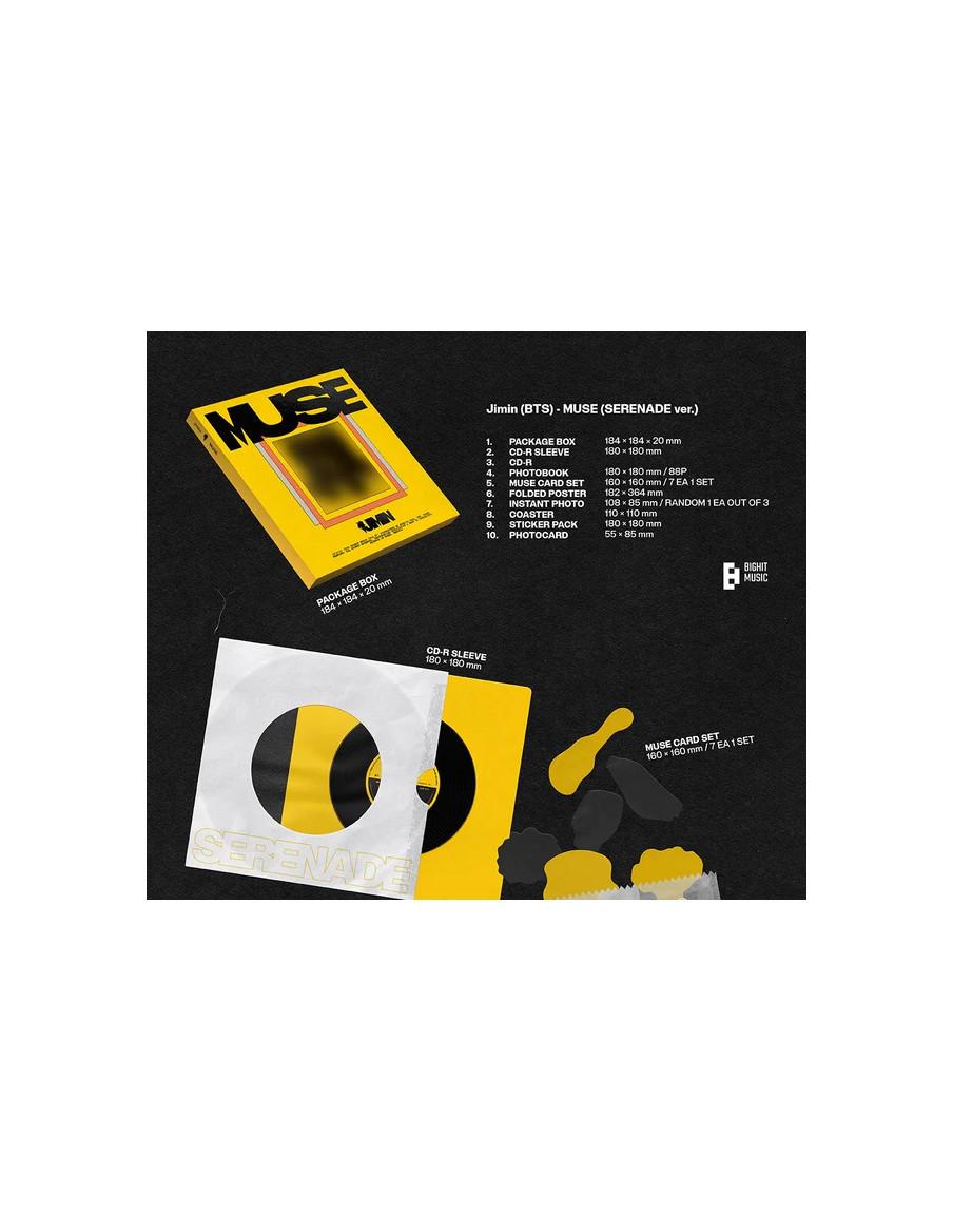 BTS - JIMIN - Muse (2nd Solo Album)  - 
BTS - JIMIN - Muse (2nd Solo Album)
Versiones: Blooming (Verde) y Serenade (Amarilla)
