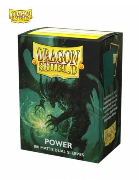 Fundas Dragon Shield Tamaño Standard (63x88mm) - Power Dual Mate / Metallic Green (100)  - Fundas compatibles con Magic The Gath 2