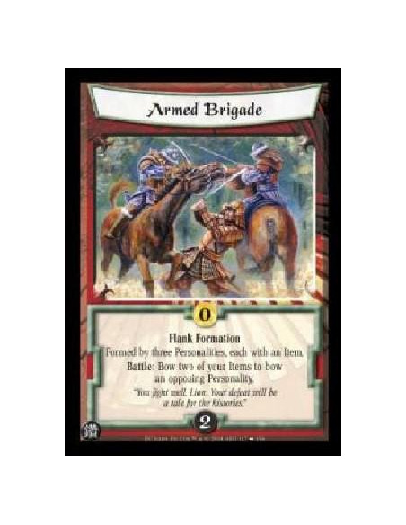 Armed Brigade  - Flank Formation Formed by three Personalities, each with an Item. Battle: Bow two of your Items to bow an oppos