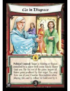 Go in Disgrace  - Political Limited: Target a Holding or Region controlled by a player with more Family Honor than you. For the 