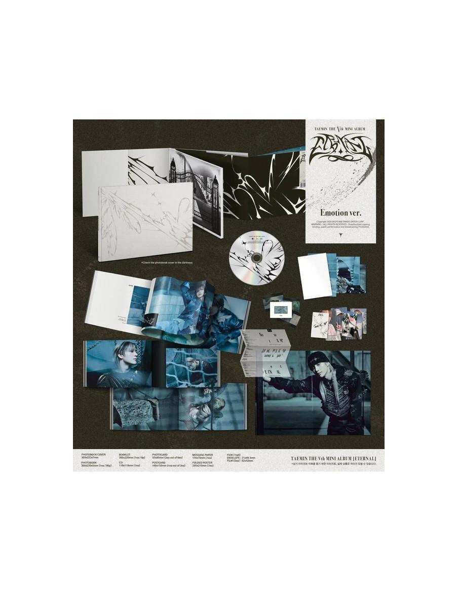 TAEMIN (SHINEE) - ETERNAL (5TH Mini Album)  - Contenido:- Libro de fotos (80 páginas)- Folleto de 8 páginas- CD- Photocards (2 d