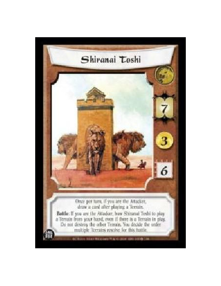 Shiranai Toshi  - Once per turn, if you are the Attacker, draw a card after playing a Terrain. Battle: If you are the Attacker, 