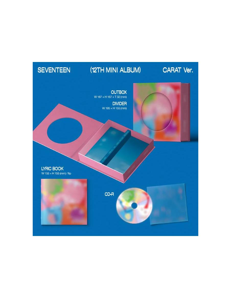 SEVENTEEN - Spill The Feels (12th Mini Album) Carat Ver.  - 
Contenido: 
- Caja- Libro de letras (8 páginas)- CD- Mini Archivado