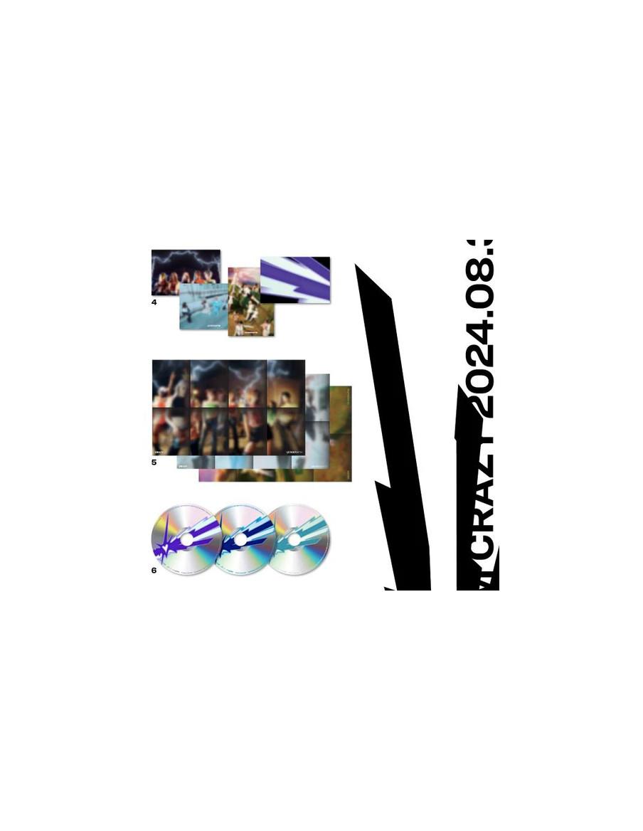 LE SSERAFIM - CRAZY (4TH Mini Album)  - LE SSERAFIM - CRAZY (4TH Mini Album)
Variaciones: A (negro); B (azul); C (blanco)
Conten