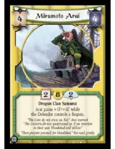 Mirumoto Arai  - Dragon Clan Samurai Arai gains +1F/+1C while the Defender controls a Region.  