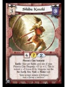 Shiba Koseki  - Phoenix Clan Samurai Battle: Once per battle, give one of your Phoenix Clan Shugenja +1F or +1C. This is instead