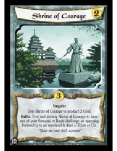Shrine of Courage  - Singular Bow Shrine of Courage to produce 2 Gold. Battle: Bow and destroy Shrine of Courage to have one of 