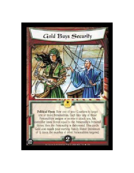 Gold Buys Security FOIL  - Political Open: Bow one of your Courtiers to target one or more Personalities. Each time any of those