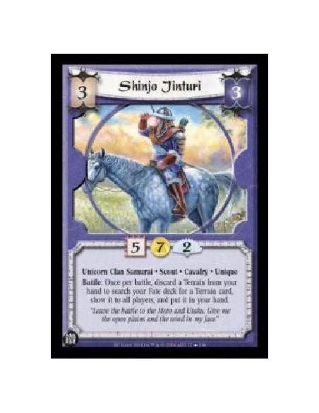 Shinjo Jinturi FOIL  - Unicorn Clan Samurai . Scout . Cavalry . Unique Battle: Once per battle, discard a Terrain from your hand
