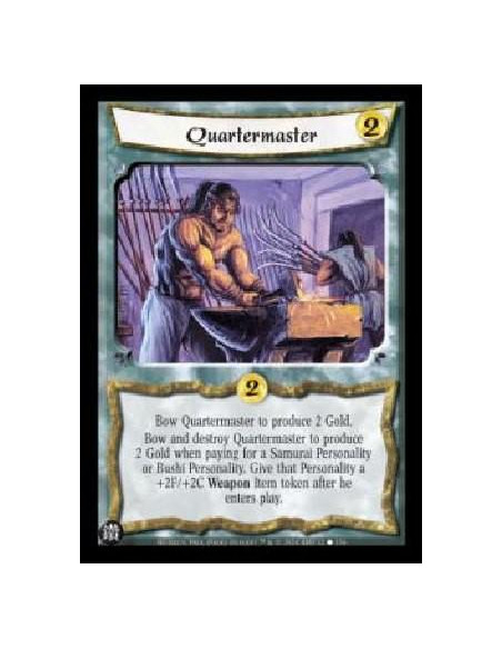 Quartermaster (Signed by Paul Herbert)  - Bow Quartermaster to produce 2 Gold. Bow and destroy Quartermaster to produce 2 Gold w