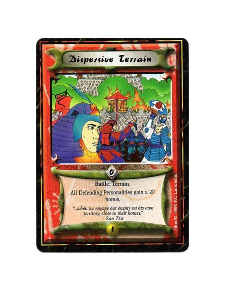 Dispersive Terrain  - TerrainBefore this battle's resolution: Give each defending Personality at this battlefield +2F until the 