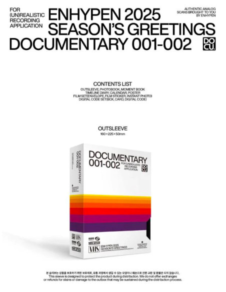 ENHYPEN - 2025 SEASON'S GREETINGS (DOCUMENTARY 001-002)  - ENHYPEN - 2025 SEASON'S GREETINGS (DOCUMENTARY 001-002)Contents:
- Ca