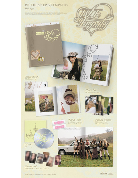 IVE - IVE Empathy  - IVE - IVE Empathy
3 versiones:
ME Marrón, YOU Negro y AND US RosaContenido:- Photo Book- CD-R- Photo Set- P